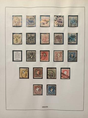 Autriche 1850/1921 - Timbres dans un album préimprimé. -