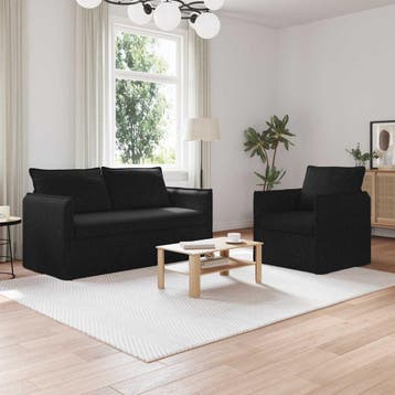 vidaXL bank / zetelstel 2 st Zwart Stof, Verzenden, Nieuw