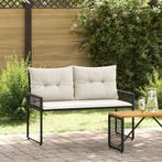vidaXL Tuinbank Zwart en Crème Wit 118 x 55 x 82 cm PE Riet, Tuin en Terras, Verzenden, Nieuw