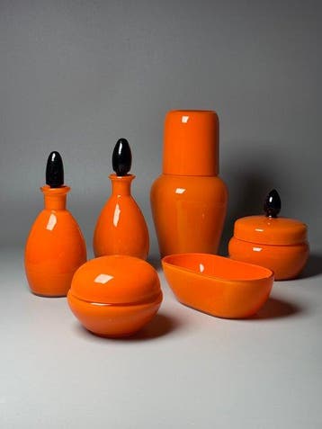 Art Deco Toiletset (6) - Bohemian glass - Kristal - Art Deco