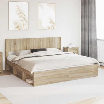 vidaXL Bedframe met opbergruimte en hoofdbord Sonoma Eiken, Verzenden