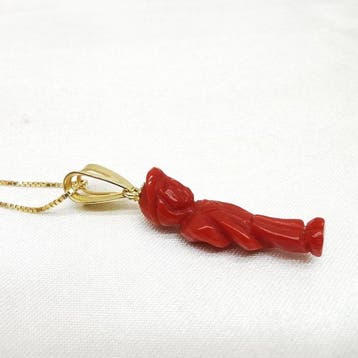 Koraal - Zilver - Hanger - met de hand gegraveerd