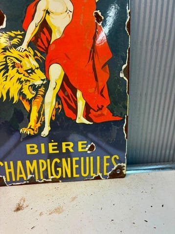 Bière Champigneulles – Leeuw – Emaille Reclamebord - Emaille