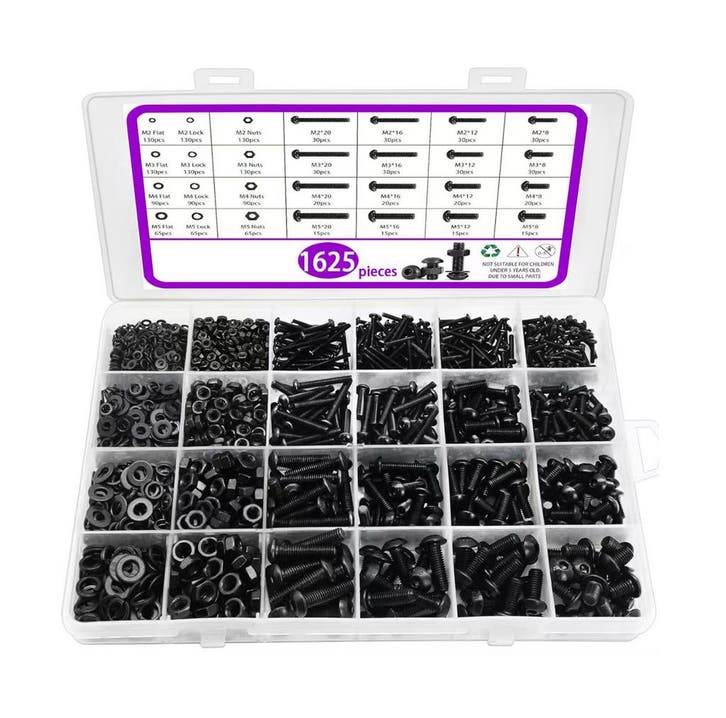 Groot assortiment metrische bouten en moeren (M2–M5, 1625 s, Doe-het-zelf en Bouw, Gereedschap | Overige machines, Nieuw, Verzenden