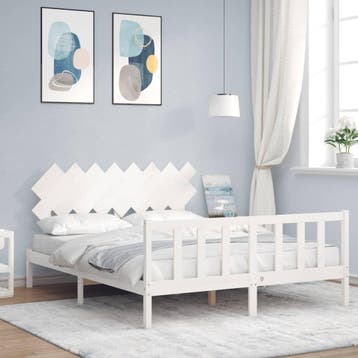 vidaXL Bedframe zonder matras massief grenenhout wit 160x200, Verzenden