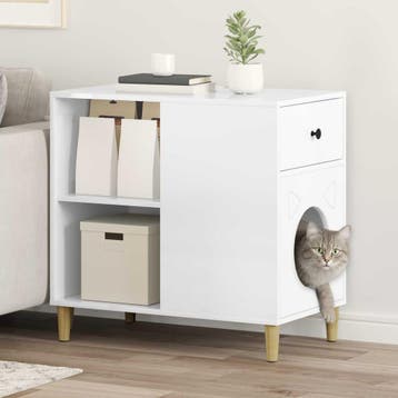 vidaXL Kattenhuis Glanzend Wit 72 x 42,5 x 70 cm Bewerkt, Dieren en Toebehoren, Verzenden, Nieuw
