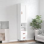 vidaXL Hoge kast 34,5x34x180 cm bewerkt hout wit, Verzenden, Nieuw