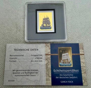 Tsjaad. 3000 Francs ND Gorch Fock , 1x500 Oz oro (.999)