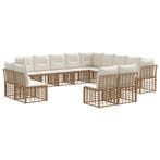 vidaXL Buiten bank set 13 pcs Natuurlijk en Crème Wit, Verzenden