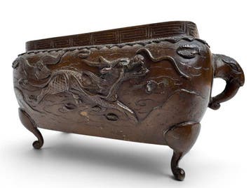 Bronze Japanese Jardinière - Incense burner - Beeld Brons -