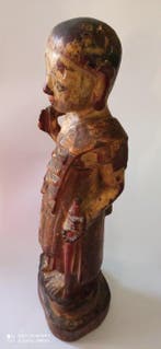statue de moine - Bois - Myanmar - XIXe siècle, Antiek en Kunst