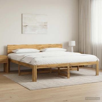 vidaXL Tweepersoonsbed met hoofdbord ROSTOCK Wit 180 x 200, Huis en Inrichting, Slaapkamer | Bedden, Verzenden, Nieuw