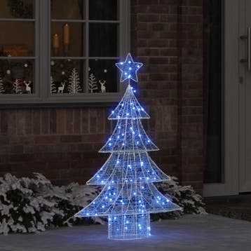 vidaXL Kerstboom 100 LEDs Blauw 120 cm Acryl, Verzenden, Nieuw