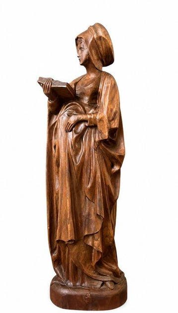 Statue, Edeldame met boek - 59 cm - Bois