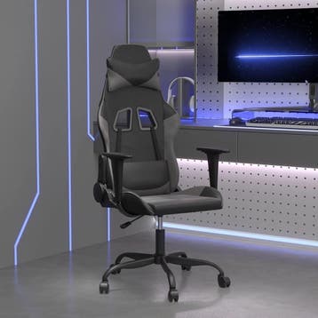 vidaXL Massage gamestoel kunstleer zwart en grijs, Verzenden, Nieuw