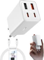 Snellader - USB C - Adapter USB C - 65W - Wit - Baseus, Verzenden