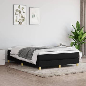 vidaXL Boxspring bed stof zwart 140x200 cm, Verzenden, Nieuw