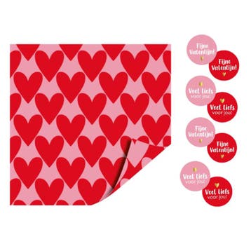 3m Cadeaupapier met 8 stickers - liefde - valentijn - har..., Verzenden, Nieuw