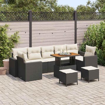 vidaXL Tuinbank Set met kussen 13 pcs Beige en Crème poly, Verzenden