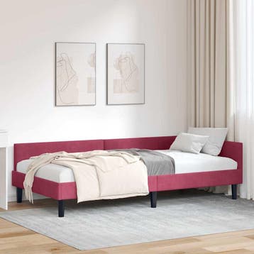 vidaXL Hoek Bed Frame met hoofdeinde Wijnrood 90 cm x 190 cm, Verzenden, Nieuw