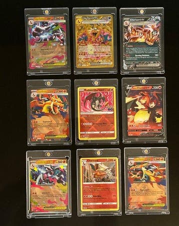 Pokémon - 9 Card - Charizard Collection Full art, Holo,, Nieuw