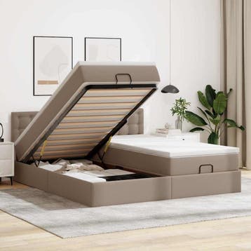 vidaXL Ottoman bed met matrassen 180x200cm kunstleer, Verzenden