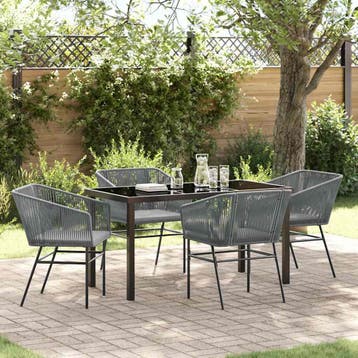 vidaXL Tuin Eettafel Set 5 st Grijs Gepoedercoat staal, Tuin en Terras, Tuinsets en Loungesets, Verzenden, Nieuw