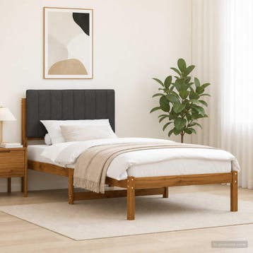 vidaXL Bedframe met gestoffeerd hoofdbord Naturel en, Verzenden