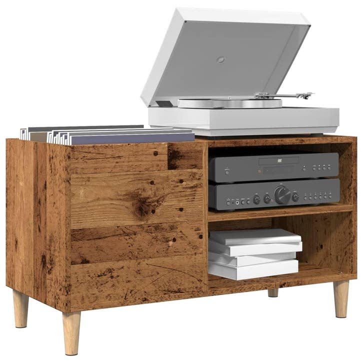 vidaXL Platenkast 84,5x38x48 cm bewerkt hout oud houtkleurig, Maison & Meubles, Armoires | Autre, Envoi