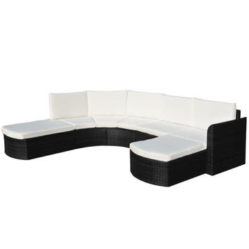 vidaXL 4-delige Loungeset met kussens poly rattan zwart, Verzenden, Loungeset