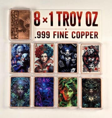 Wereld. 8 x 1 Troy Oz Kupfer (Zonder minimumprijs)