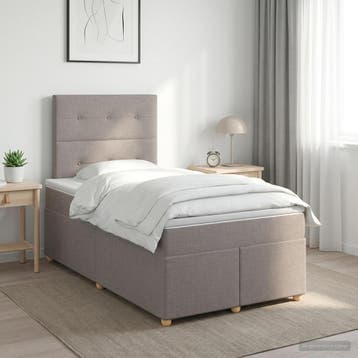 vidaXL Boxspringbed met matras met hoofdeinde Taupe 120 x, Verzenden