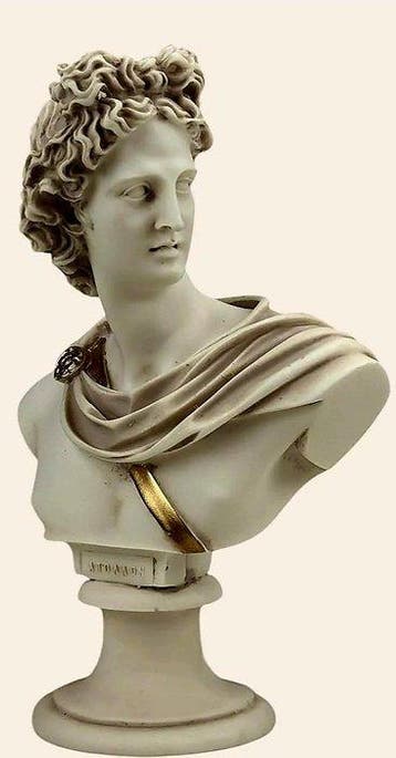 Beeld, Statua di Dio Apollo, busto greco romano - 14 cm -