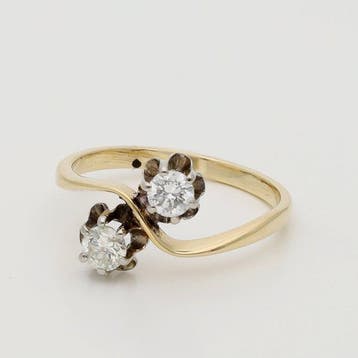 Ring - 14 karaat Geel goud - 0.40ct. tw. Diamant