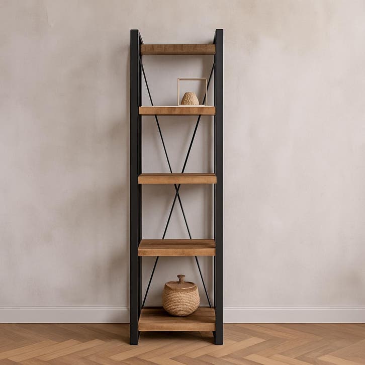 Boekenkast Mangohout Britt 55 cm, Huis en Inrichting, Kasten | Boekenkasten, Nieuw, Overige houtsoorten, Verzenden