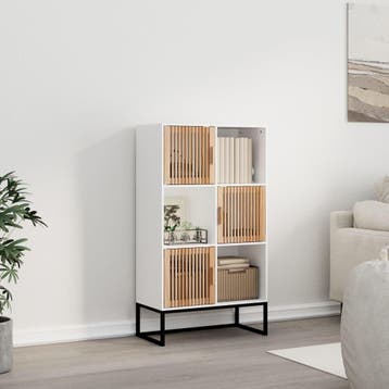 vidaXL Hoge kast 70x35x125 cm bewerkt hout wit, Huis en Inrichting, Verzenden, Nieuw