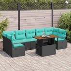 vidaXL Tuinbank Set met kussen 8 pcs Zwart en Blauwgroen, Verzenden