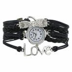 Fako - Armband Horloge - Multi Infinity Uiltjes Love - Zwart, Verzenden, Nieuw