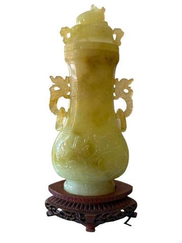 dekselvaas - Steen - China (Zonder minimumprijs), Antiek en Kunst