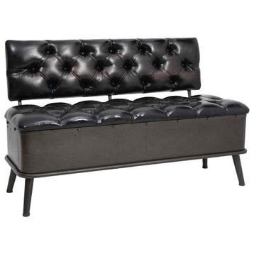 vidaXL Opbergbank met rugleuning 110 cm kunstleer zwart, Verzenden
