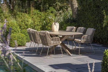 4 Seasons Outdoor Fabrice tuinset latte met Prado tafel, Tuin en Terras, Nieuw