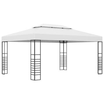 vidaXL Tuinprieel 4x3x2,7 m gepoedercoat staal wit, Tuin en Terras, Verzenden, Nieuw