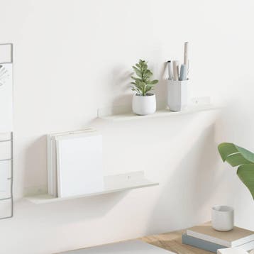 vidaXL Zwevende plank 2 st Wit 40 x 9 x 2,5 cm Staal, Verzenden, Nieuw