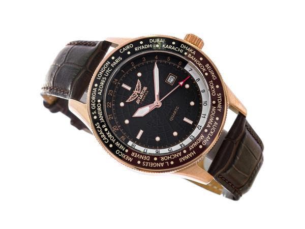 Veiling - Aviator F-series Pilot heren horloge bruin 45mm, Bijoux, Sacs & Beauté, Montres | Hommes