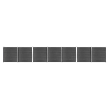 vidaXL Schuttingpanelenset 1218x186 cm HKC zwart, Verzenden, Nieuw