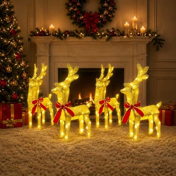 vidaXL Kerst Rendier 4 st 160 LEDs Warmwit, Verzenden, Nieuw