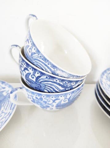 Noritake - Koffieservies - Porselein - 9 kopjes - 6