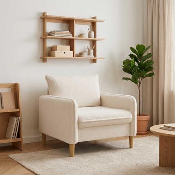 vidaXL XL fauteuil Wit Bouclé, Verzenden
