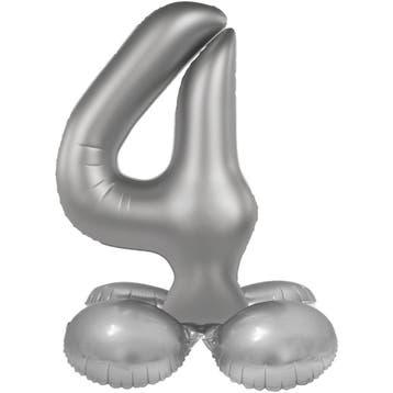 4 Jaar Cijfer Ballon Zilver 72cm, Verzenden, Nieuw