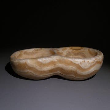 Bactrien Albâtre Vase à double coupe. 13 cm de long.